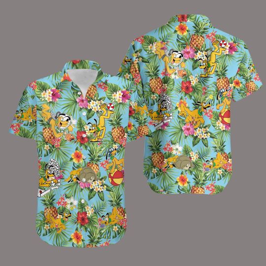 Pluto Hawaiian Shirt, Pluto Dog Button Shirt, Disney Pluto Shirt