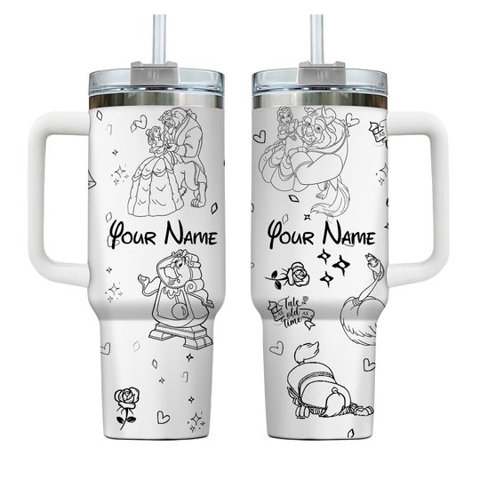Custom Disney Beauty and the Beast Love Tumbler, Disney Characters Christmas