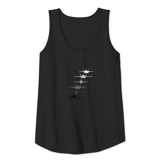 Air Force Fighter Jets F4 F111 F15 F16 F22 F35 chr Tank Top