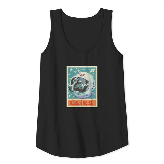 Soviet Union Ussr T Astronaut Laika Dog Propaganda Tank Top