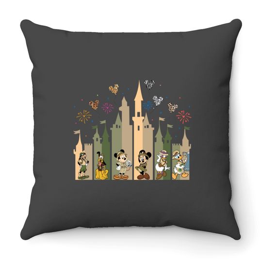 Disney Safari Castle Throw Pillows, Mickey Safari Friends Throw Pillows, Matching Squad Throw Pillows, Disney Family Vacation Throw Pillows