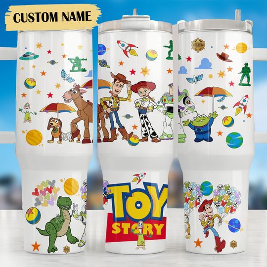 Custom Disney Toy Story Buzz Lightyear Colorful Tumbler, Personalized Disney 40oz Tumbler