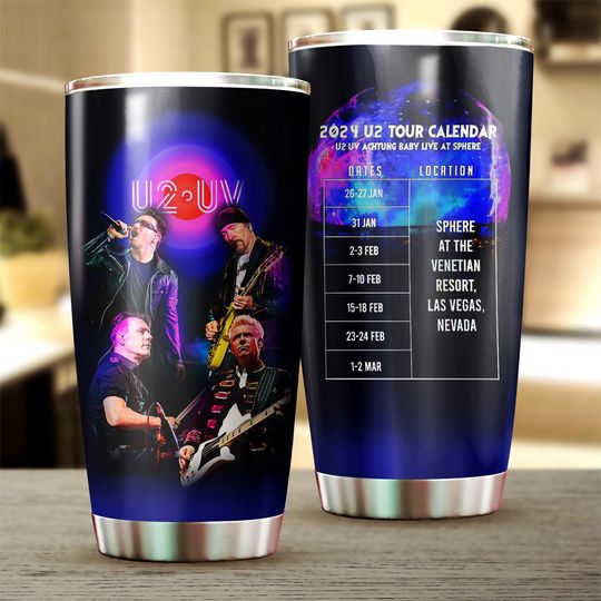 U2 UV Tumbler, U2 Band Tumbler, U2 Tumbler, U2 Fan Gift, Rock Band Tumbler, Music Lover Gift