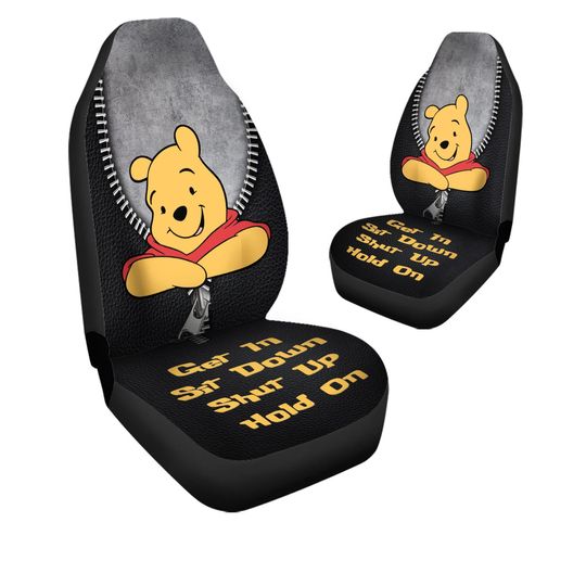 Pooh Car Seat Covers, Get In Sit Down Pooh Carseat Cover, Pooh Car Seat Protector, Disney Pooh Car Decor