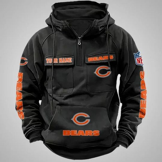 Personalized Chicago Bears Vintage Cargo Hoodie, Game Day Shirt, Gift For Men