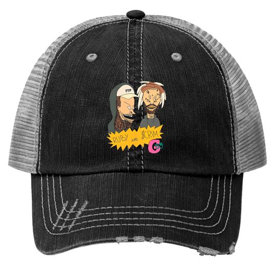 Suicide Boys Ruby and Scrim Cartoon Trucker Hats, Beavis and Butthead Suicideboys Trucker Hat