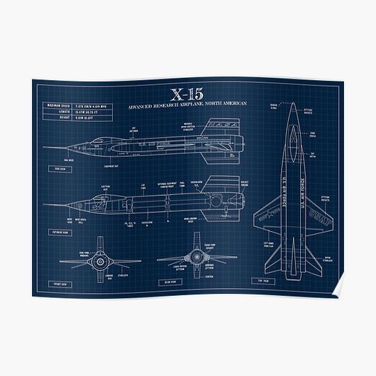 NASA X-15. Advanced Research Airplane. North American (Navy Blueprint) Premium Matte Vertical Poster