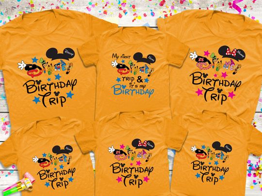 My First Disney Trip Birthday Boy Family Shirts, Family Disney Birthday Trip Shirts, Disney atching Birthday Vacation Shirts