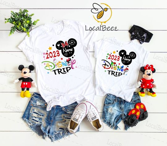 Disney 2023 Shirts with custom name, Minnie Mickey Shirts, Disney Matching shirts, Minnie/Mickey Personalized shirts