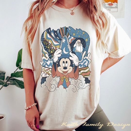 Disney Fantasia Sorcerer Mickey, Disney Trip Family, Mickey Magical Shirt, Hollywood Studios Shirt