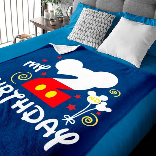 My 2nd Birthday Baby Blankets, Disney Birthday Squad Baby Blankets, Mickey 2 Years Old Baby Blankets