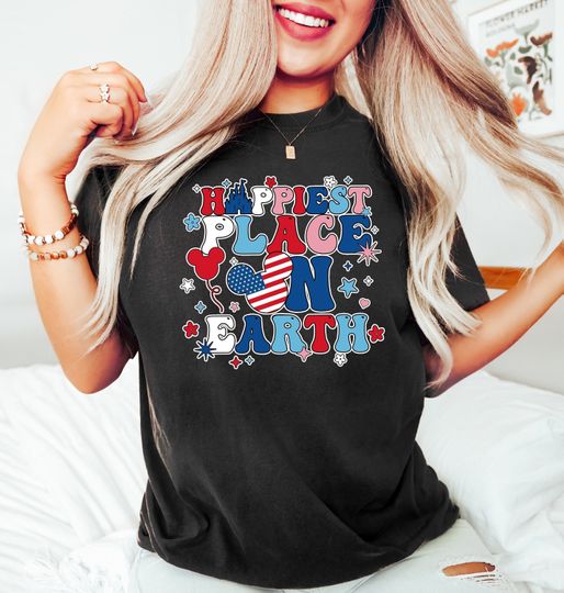 Happiest Place On Earth Disney Shirt, Happy Fourth Of July Disney T-shirt