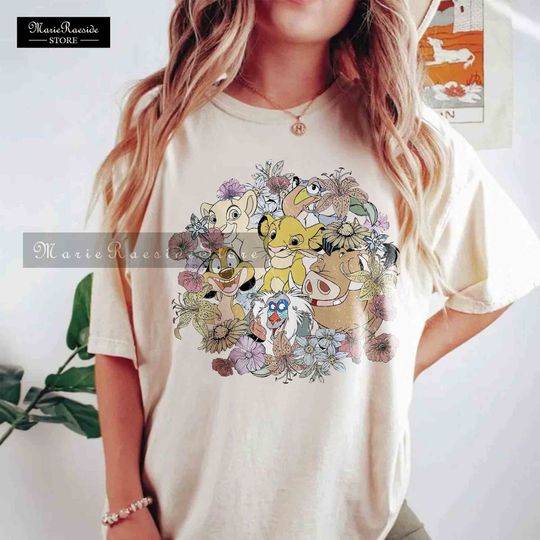 Colors Vintage Floral Lion King Shirt, Disney Timon And Pumbaa Tee, Floral Disney Shirt, Disneyland Shirt, Disney Family Vacation