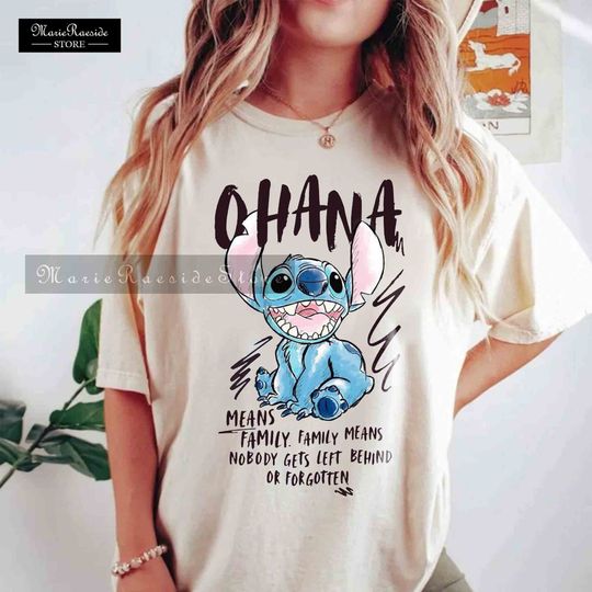Colors Ohana Shirt, Disney Shirt, Lilo And Stitch Shirt, Floral Disney, Ohana Means Family Shirt, Gift For Her, Disneyworld Tee