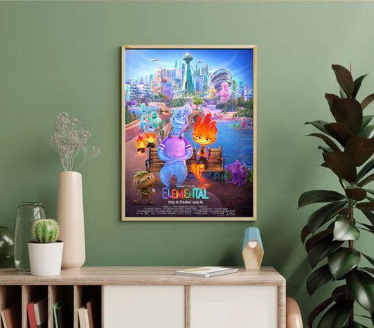 Elemental 2023 Movie Poster Disney, New Elemental Poster, Disney Elemental Poster