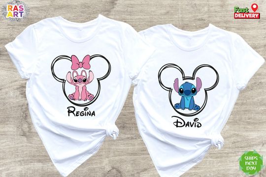 Disney Stitch Shirts, Pink Stitch Shirt, Mickey Stitch Shirt, Minnie Lilo Shirt, Disney Stitch and Angel Shirt
