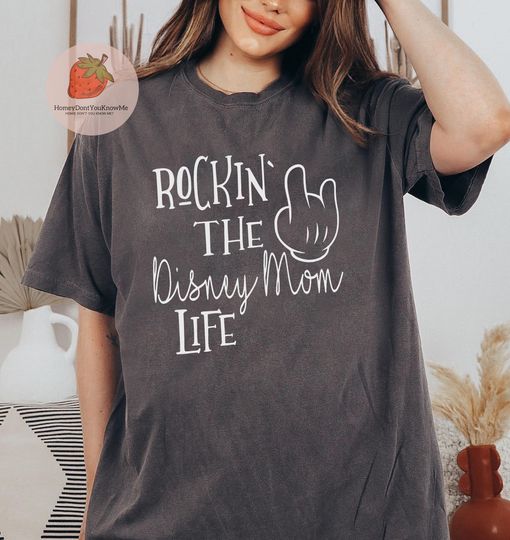 Rockin the Disney Mom life Mickey rock hand Shirt, Disney Mom shirt