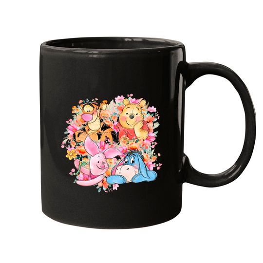 Winnie the Pooh Mugs, Floral Garden Winnie the Pooh Mugs, Disney Garden Flower Mugs