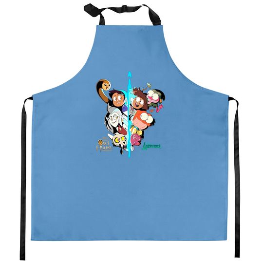 The Owl House and Amphibia Disney Kitchen Aprons, The Owl House All Characters Kitchen Aprons