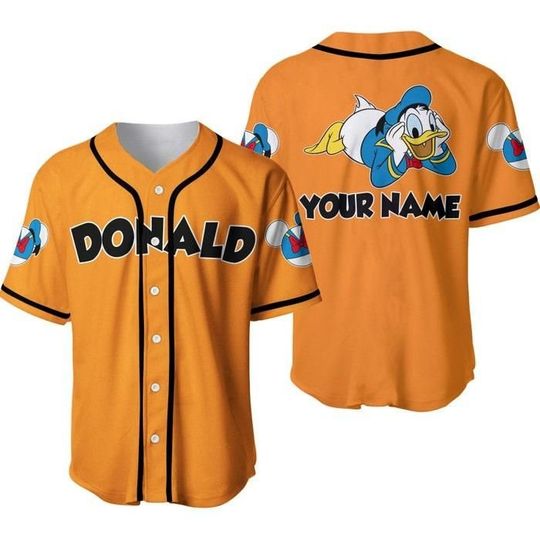 Black Orange Chilling Donald Duck | Disney Custom Baseball Jersey
