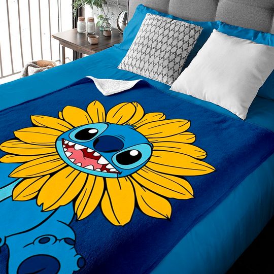Disney Stitch Sunflower Baby Blankets, Disney Stitch Baby Blankets, Family Vacation Baby Blankets, Sunflower, Disney Trip Baby Blankets