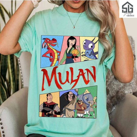 Retro 90s Vintage Disney Mulan T-shirt , Cri-Kee ,Shan Yu ,Mushu ,Li Shang