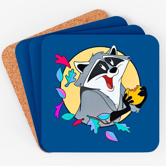 Disney Pocahontas Cute Meeko With Biscuits Retro Coasters