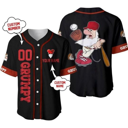 Grumpy Dwarf Red Black | Disney Custom Baseball Jersey
