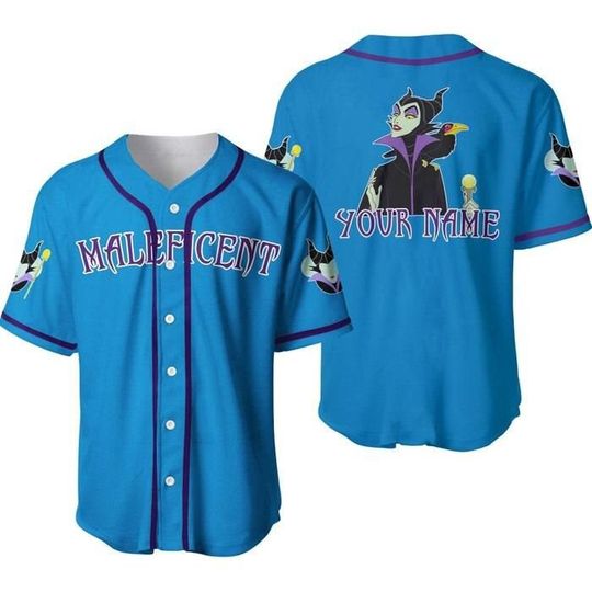 Evil Queen Maleficent Black Blue | Disney Custom Baseball Jersey