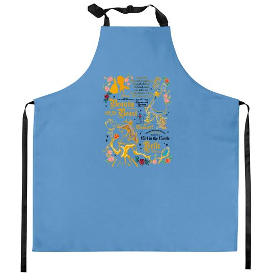 Belle Kitchen Aprons, Disney Comfort Color Kitchen Aprons, Beauty Beast Kitchen Aprons