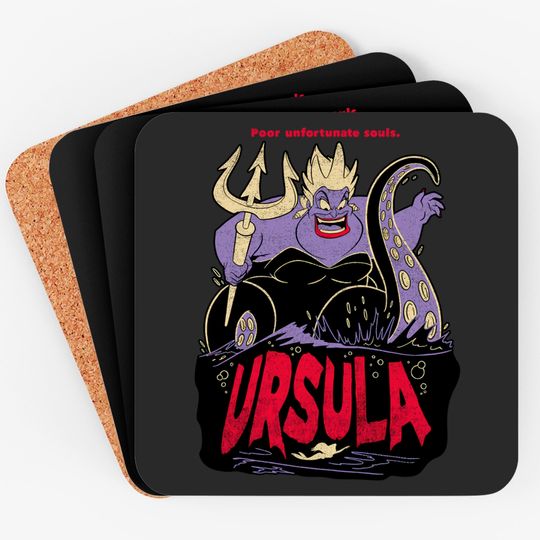 Retro 90s Disney The Little Mermaid Villains Ursula Potrait Graphic Coasters