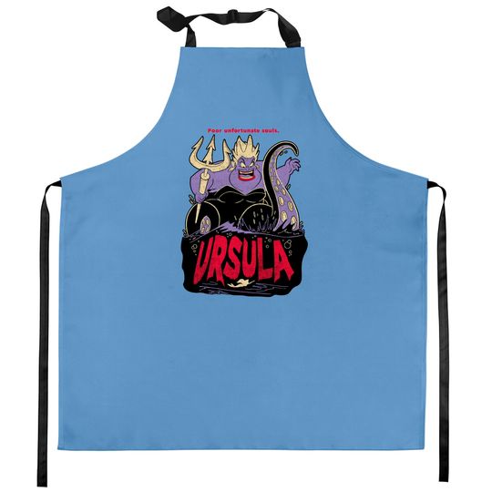 Retro 90s Disney The Little Mermaid Villains Ursula Potrait Graphic Kitchen Aprons