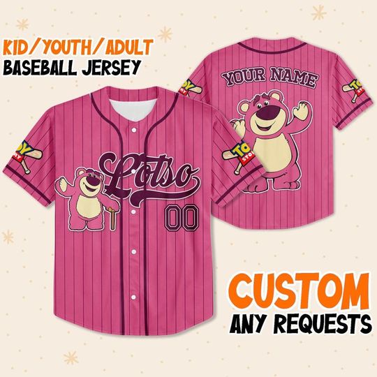 Custom Disney Toy Story Lotso Pink Simple Baseball, Sheriff Woody Buzz Lightyear Jersey, Disney Baseball Team Outfit, Toy Story Jersey Gift