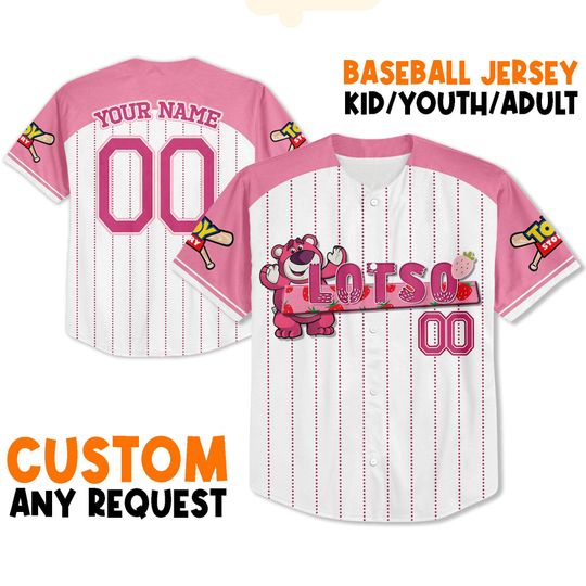 Custom Toy Story Lotso Pink Jersey, Disney Baseball Jersey Sports, Cute Gifts For Fans Disney, Best Birthday Gift