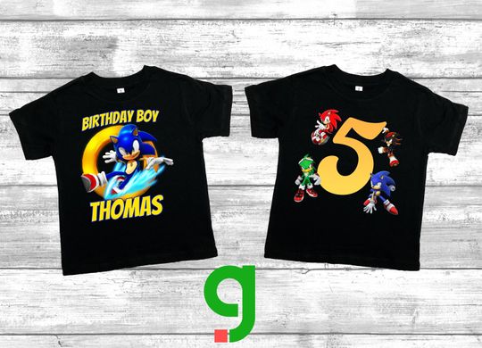 Custom Sonic Birthday Shirt, Sonic Family Shirt, Personalized Sonic The Hedgehog Birthday Shirt, Toddler Tee, Custom Birthday Boy Shirt