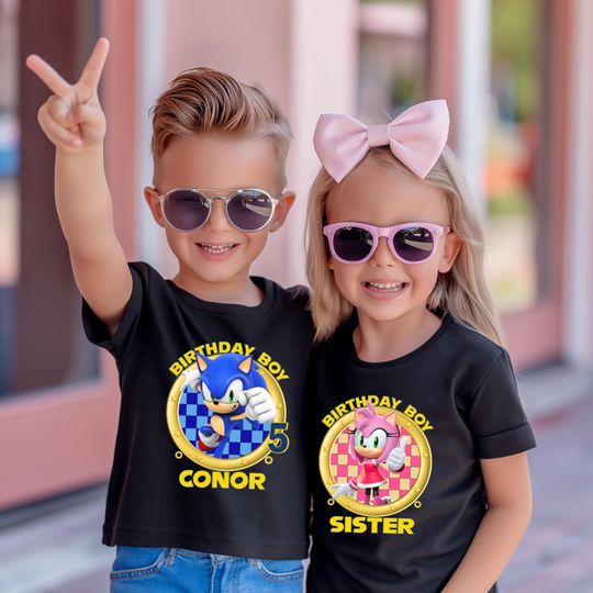 Custom Sonic Birthday Shirt, Personalized Sonic Birthday Shirt, Sonic The Hedgehog Birthday Shirt, Sonic Birthday Party Family Shirt