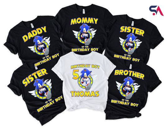 Custom Sonic Birthday Shirts, Personalized Sonic Birthday T-Shirts, Sonic The Hedgehog Birthday Shirt, Family Sonic Birthday