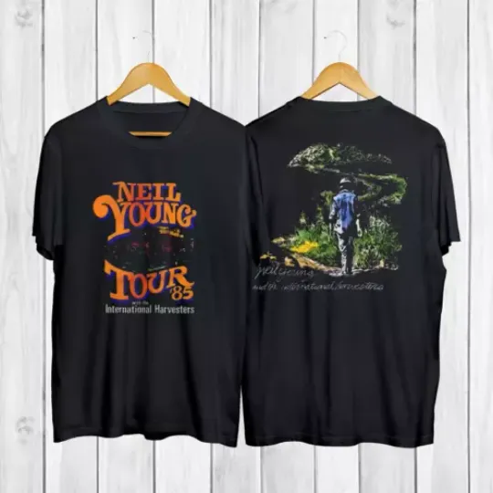 Neil Young Tour 1985 Rock Music Concert T-Shirt, Neil Young Tour '85 T-Shirt