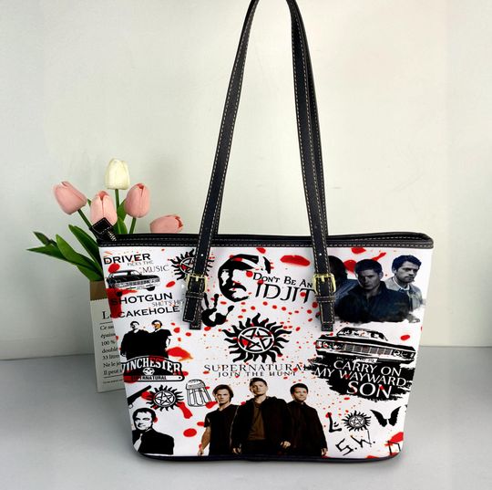 Supernatural Leather Tote Bag, Supernatural Woman Tote Bag, Shoulder Bag, Crossbody Bag, Top Handle Bag, Vintage Bag