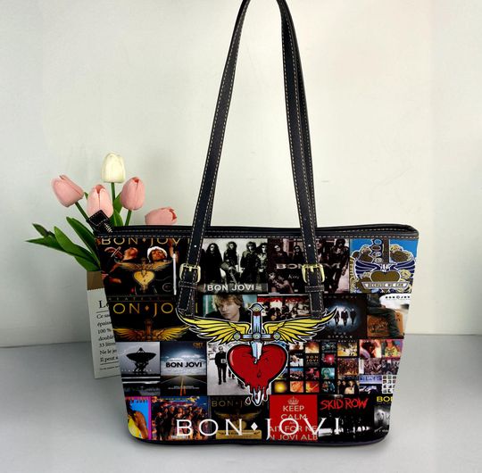 Bon Jovi Leather Tote Bag, Bon Jovi Woman Tote Bag, Shoulder Bag, Crossbody Bag, Top Handle Bag, Vintage Bag