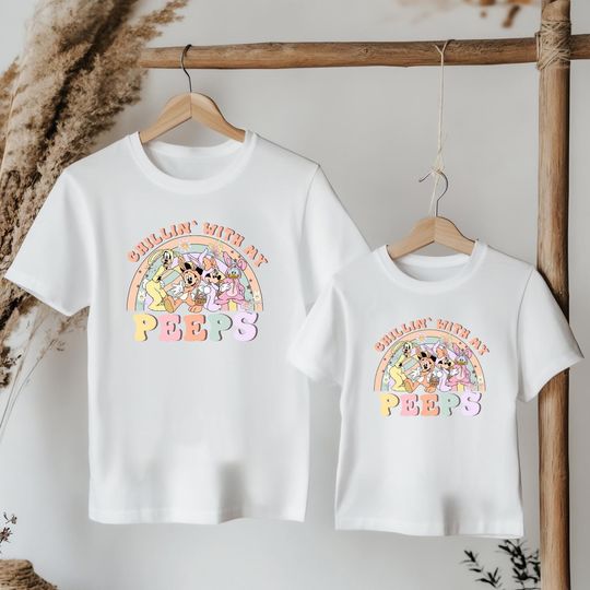 Disney Easter Shirt, Adult Crewneck T-Shirt, Disneyland Graphic Design Tee, Disneyworld Outfit, Retro peeps Shirt, Lightweight Disney Gift
