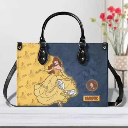Personalized Princess Belle Handbag – Custom Name Shoulder Bag for Women & Kids