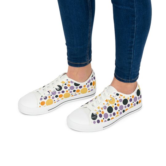 Halloween Colors Women's Low Top Sneakers - Funny Circles Sneakers - Cute dots Women's Low Top Sneakers