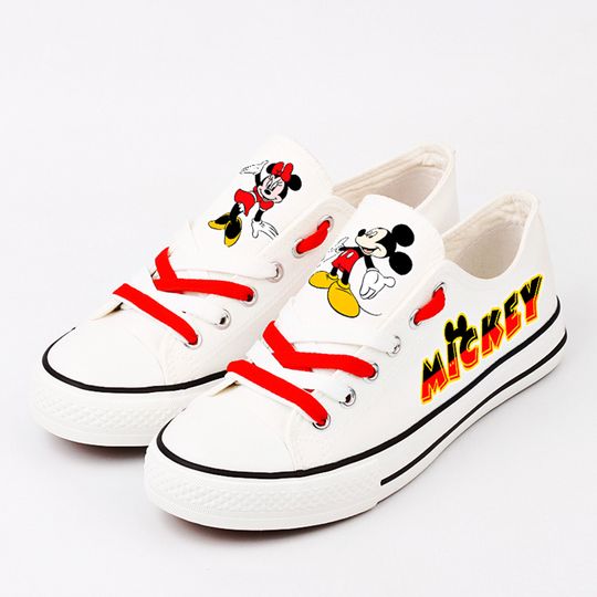 Mickey Mouse shoes, Mickey Mouse sneakers, Tennis shoes, Printed Shoes, Mickey, Sneakers, Gift, Couple, Wedding, Love, Black, Cartoon Mouse