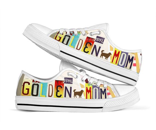 Golden Mom Low Top Shoes Custom Low Top, Mother's Day Gifts for Girlfriend, Dog Lover Gift