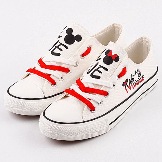 Mickey Mouse shoes, Mickey Mouse sneakers, Tennis shoes, Printed Shoes, Mickey, Sneakers, Gift, Couple, Wedding, Love, White, Cartoon Mouse