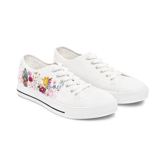 Floral Low Top Sneakers for Women - Casual Fashion, Spring Style, Everyday Comfort, Gift for Her, Trendy Sneakers
