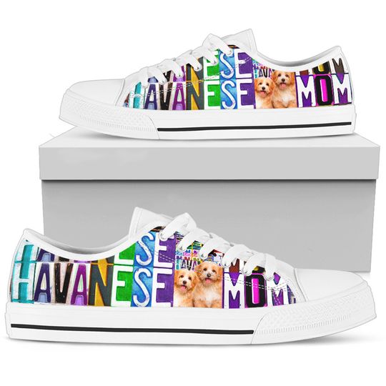 Women's Low Top Canvas Shoes For Havanese Mom, Mother's Day Gifts for Her Casual Tie Sneakers