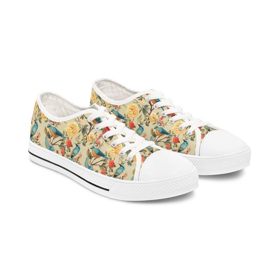 Women's Low Top Sneakers, Flower Shoes, Floral, Flowers, Flower Sneakers, Gift, Birthday Gift, Mother's Day gift, Shoe, gift for my friend