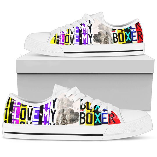 Women's Low Top  Canvas Shoes For Boxer Dog Lovers, Mother's Day Gifts for Her Casual Tie Sneakers